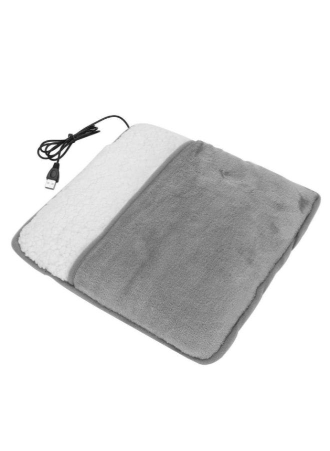 دفاية قدمين كهربائية وبادة تسخين لتخفيف الألم، تعمل بوصلة USB، خامة قطيفة ناعمة، متعددة الاستخدام، مقاس 29×29×2.5 سم، لون رمادي وأبيض، صنع في الصين - Image 5